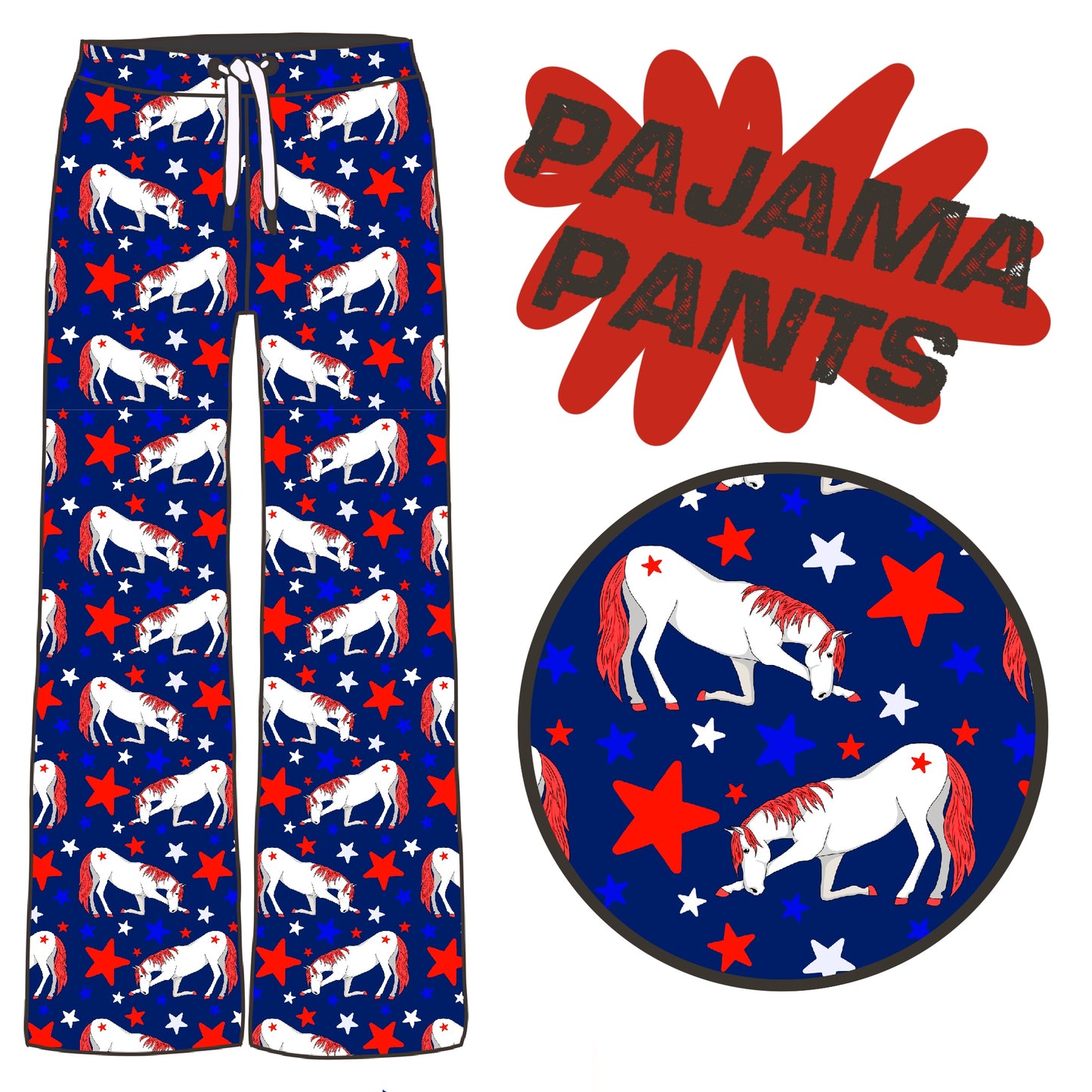 PREORDER red white and blue pj pants