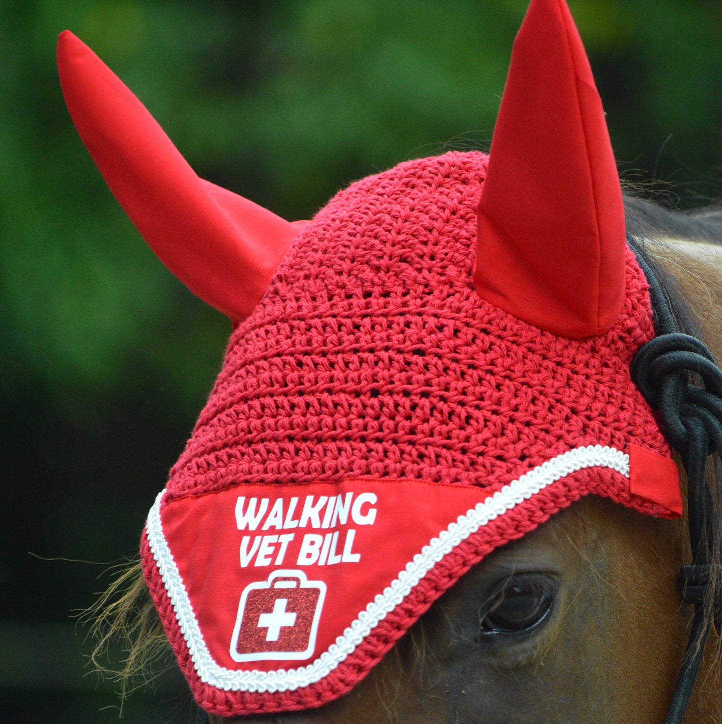 Red walking vet bill fly bonnet