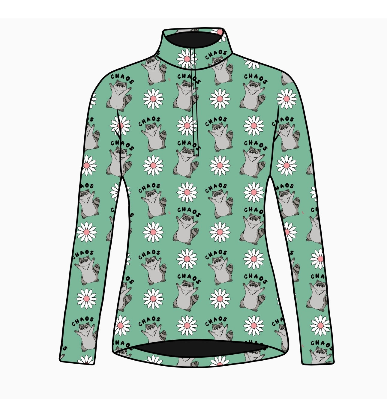 PREORDER Green chaos long sleeve quarter zip