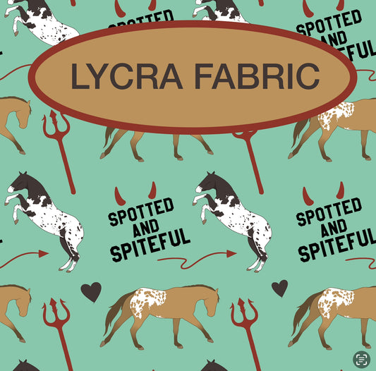 PREORDER spotted and spiteful Lycra (4 way stretch) fabric 1 yard PRECUT