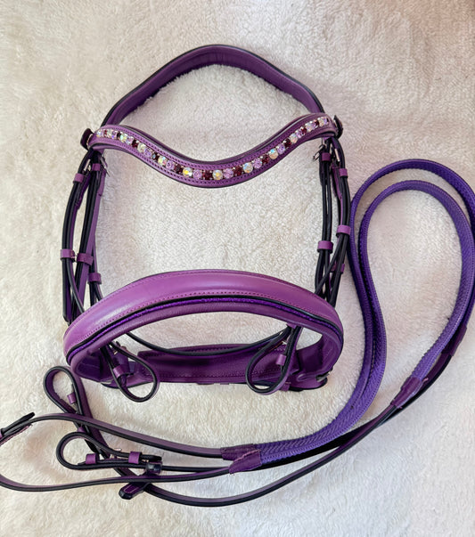 Purple bling English bridle