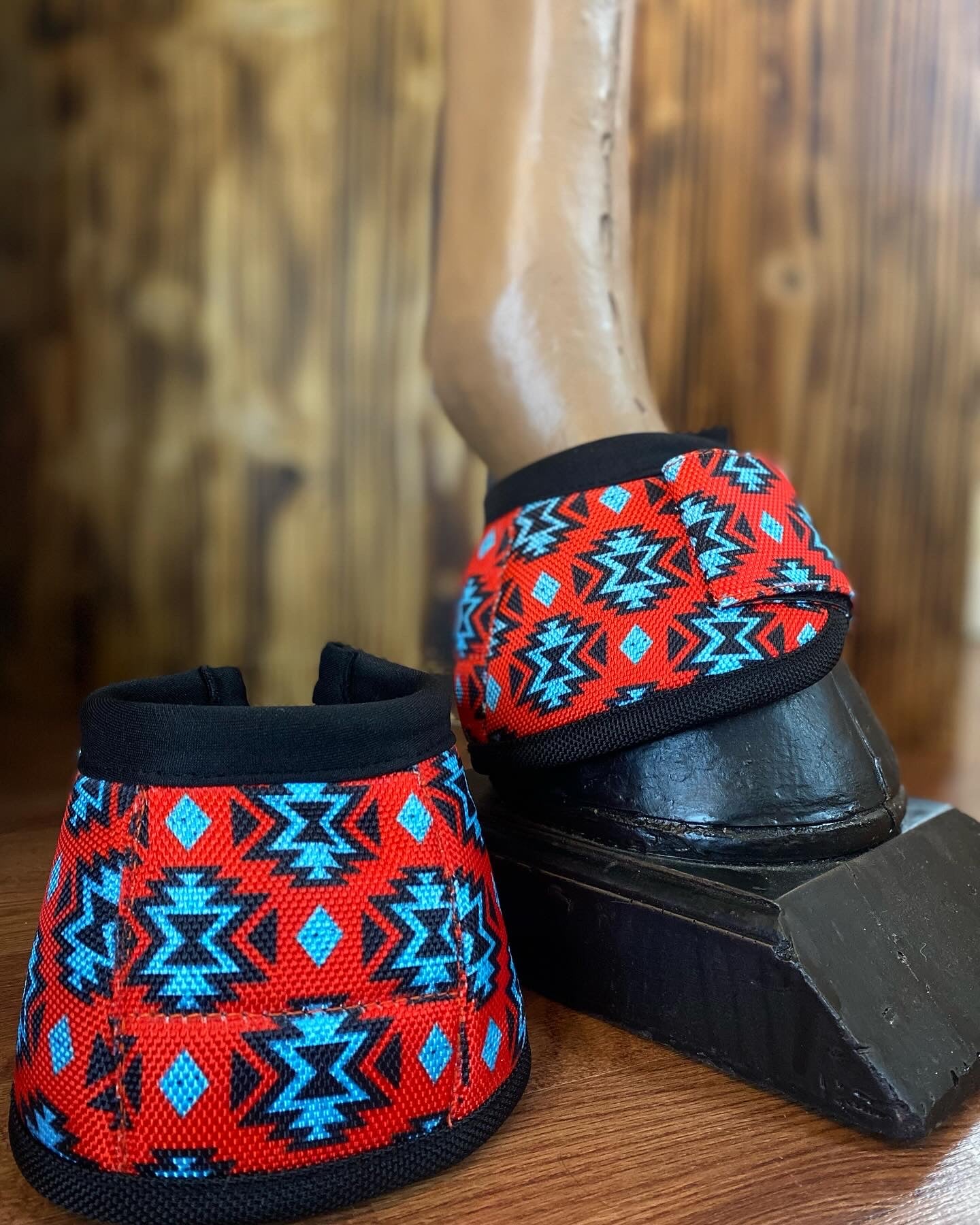 Red Aztec bell boots