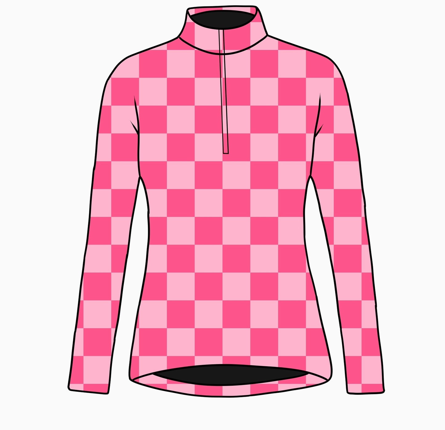 PREORDER pink/pink checker long sleeve quarter zip