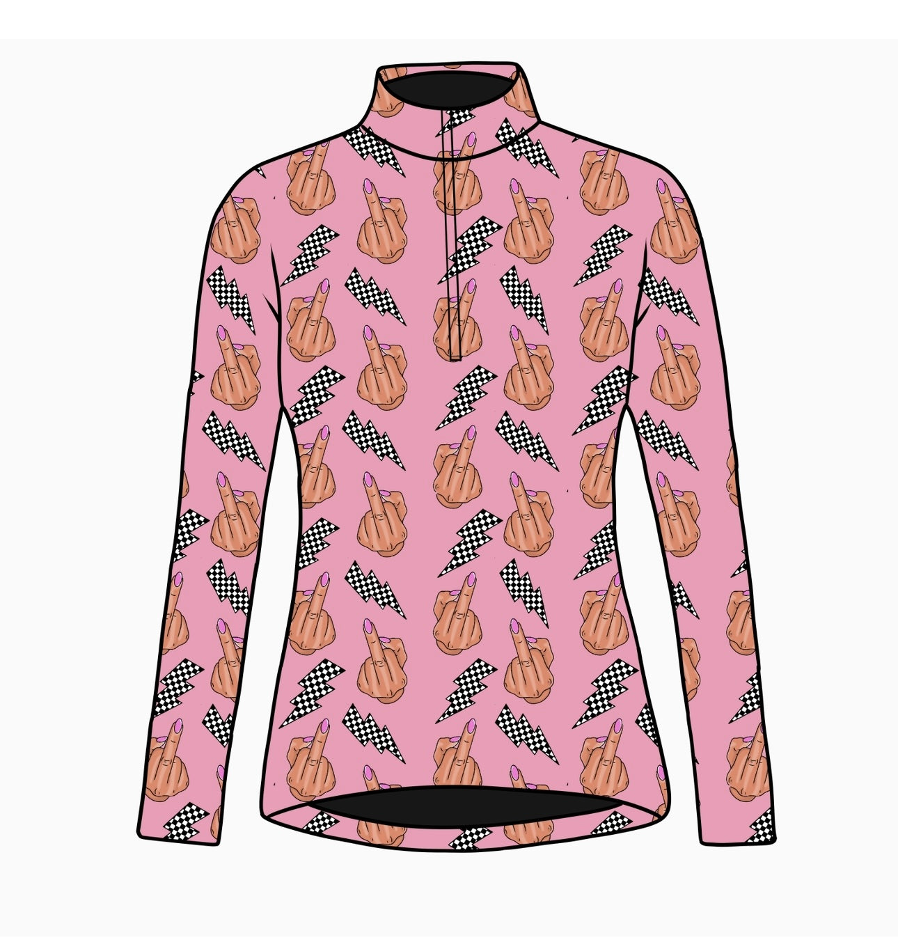 PREORDER Middle finger longer sleeve quarter zip