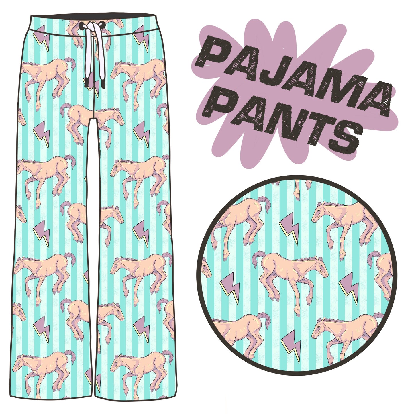 PREORDER electric foal pj pants