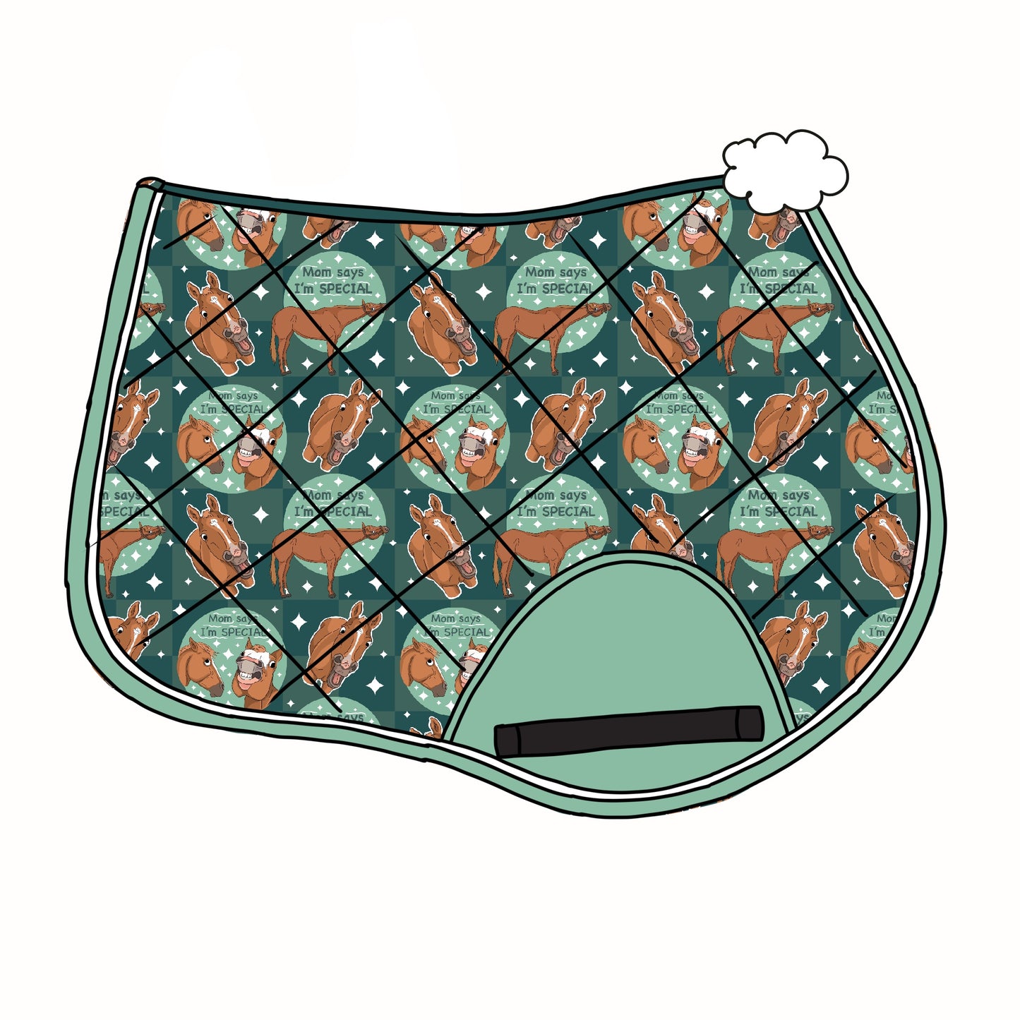 PRE ORDER mom says I’m special saddle pad jump/dressage