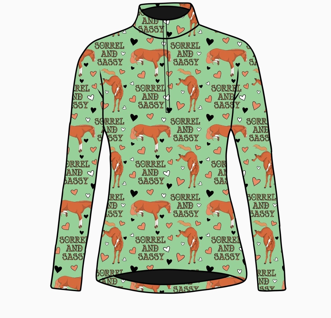 PREORDER sorrel and sassy green long sleeve quarter zip