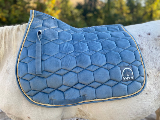 Light blue velvet all purpose saddle pad