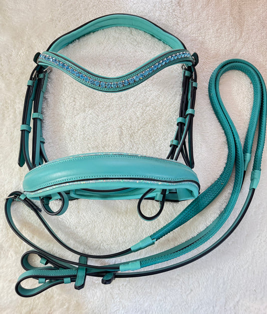 Blue bling English bridle