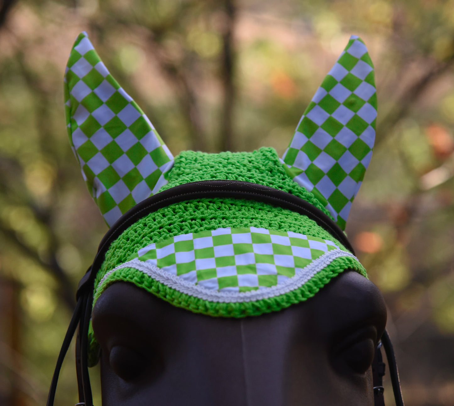Green/white checker fly bonnet