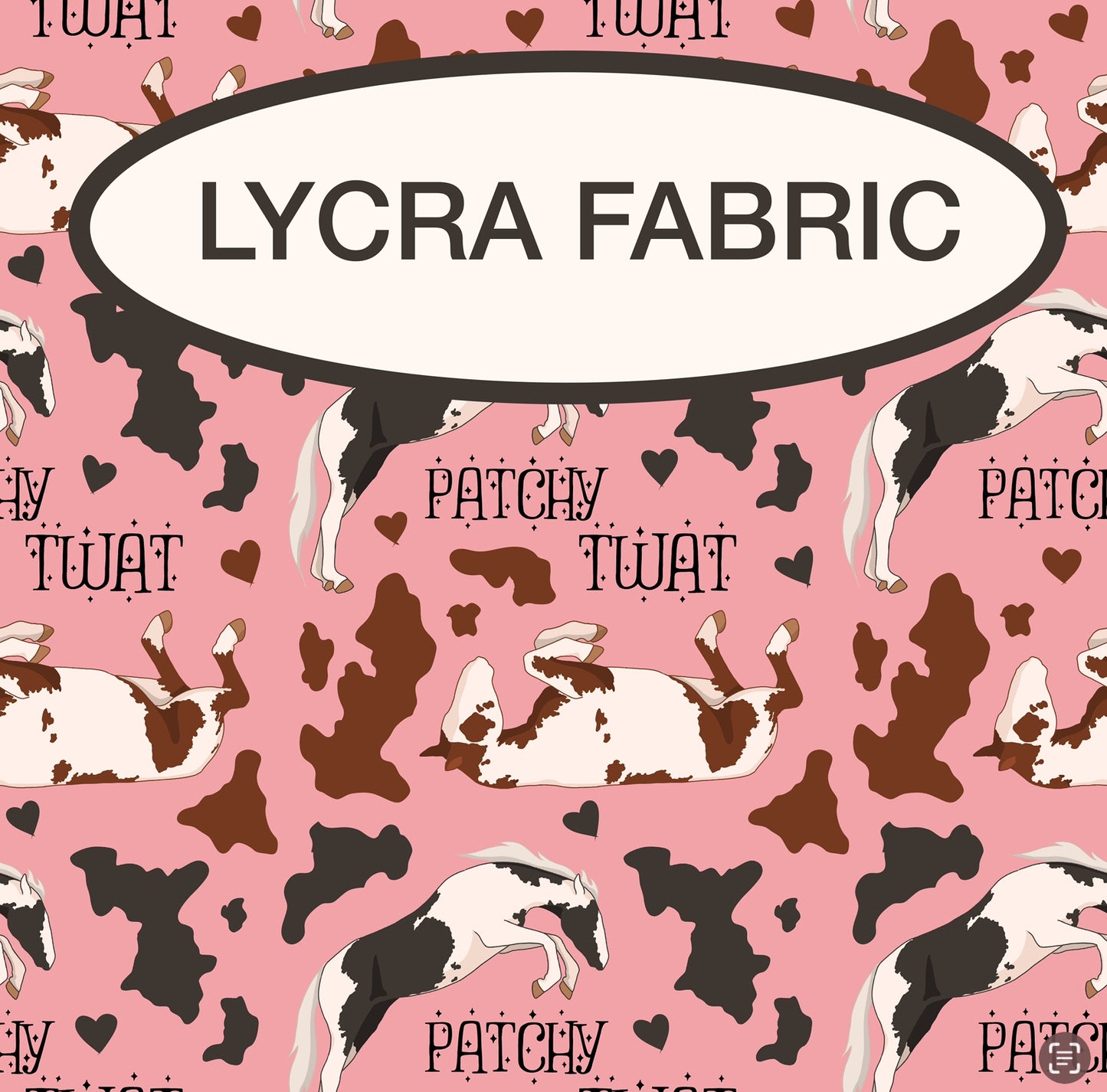 PREORDER patchy twat Lycra (4 way stretch) fabric 1 yard PRECUT