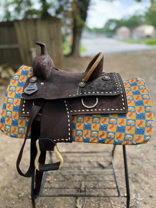 Make mine a draft checker western saddle pad COVER