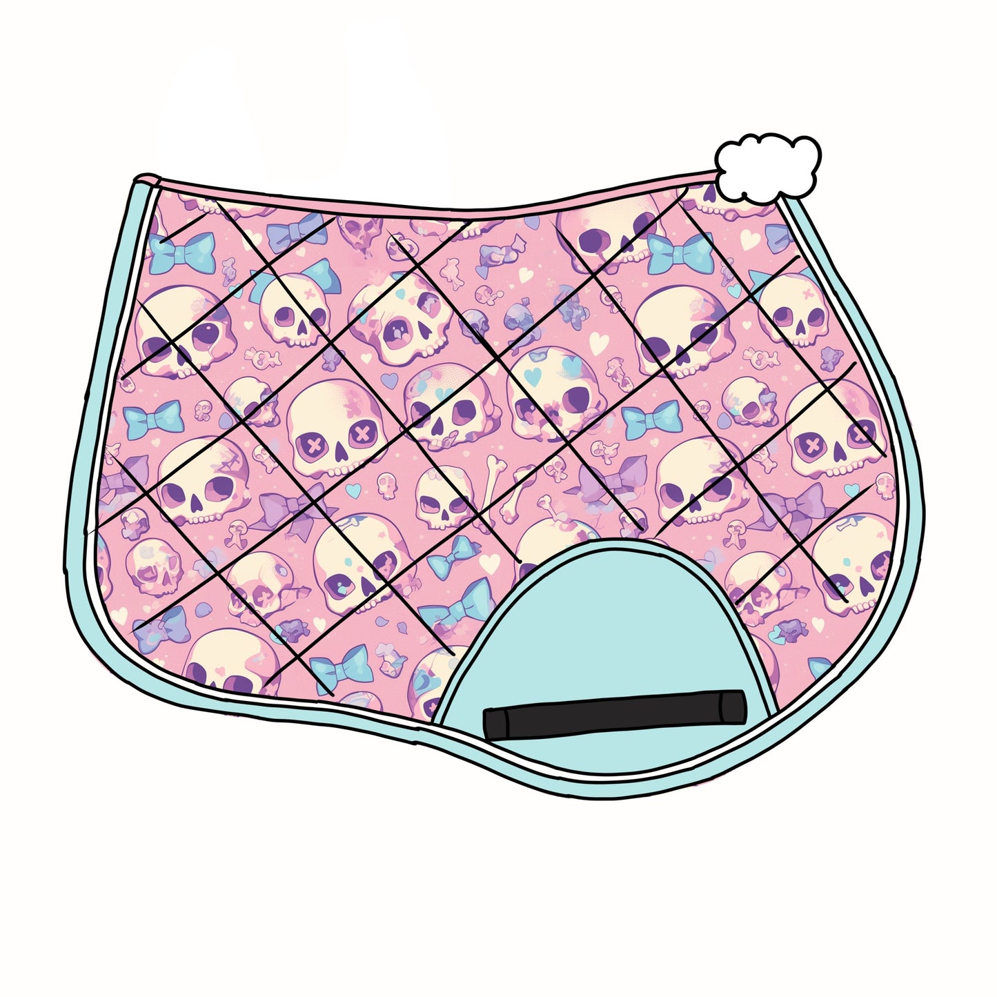 PREORDER pink skull saddle pad