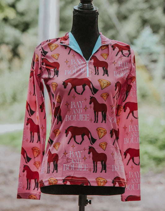Bay and boujee pink long sleeve quarter zip
