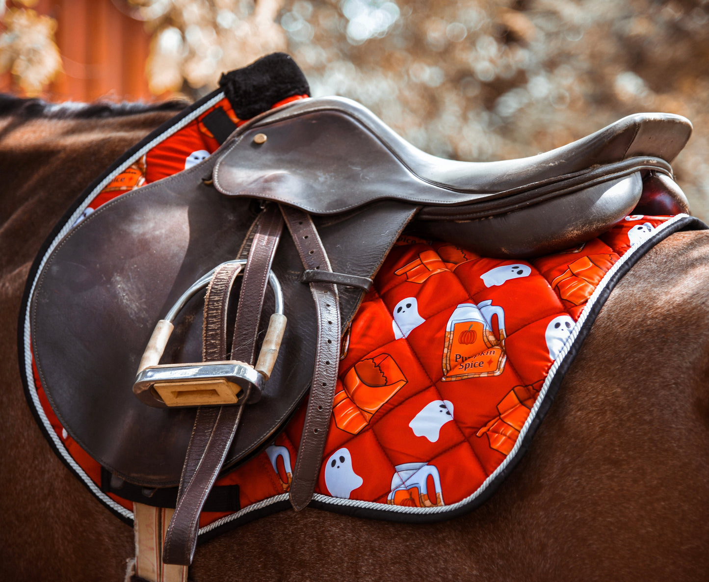 PREORDER pumpkin spice saddle pad