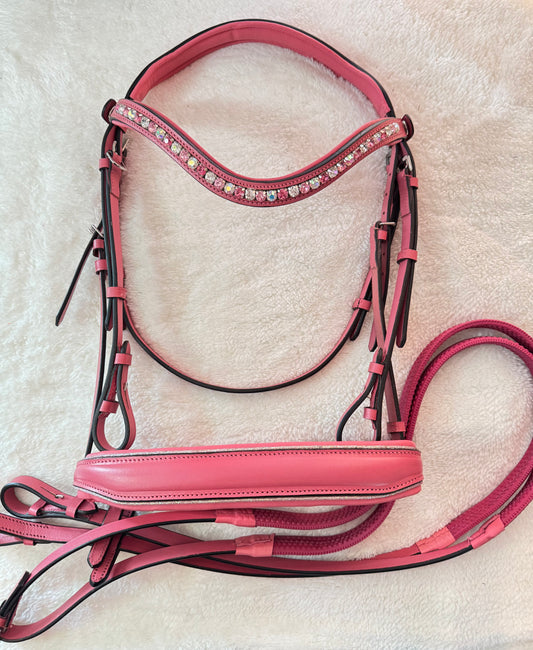 Pink bling English bridle
