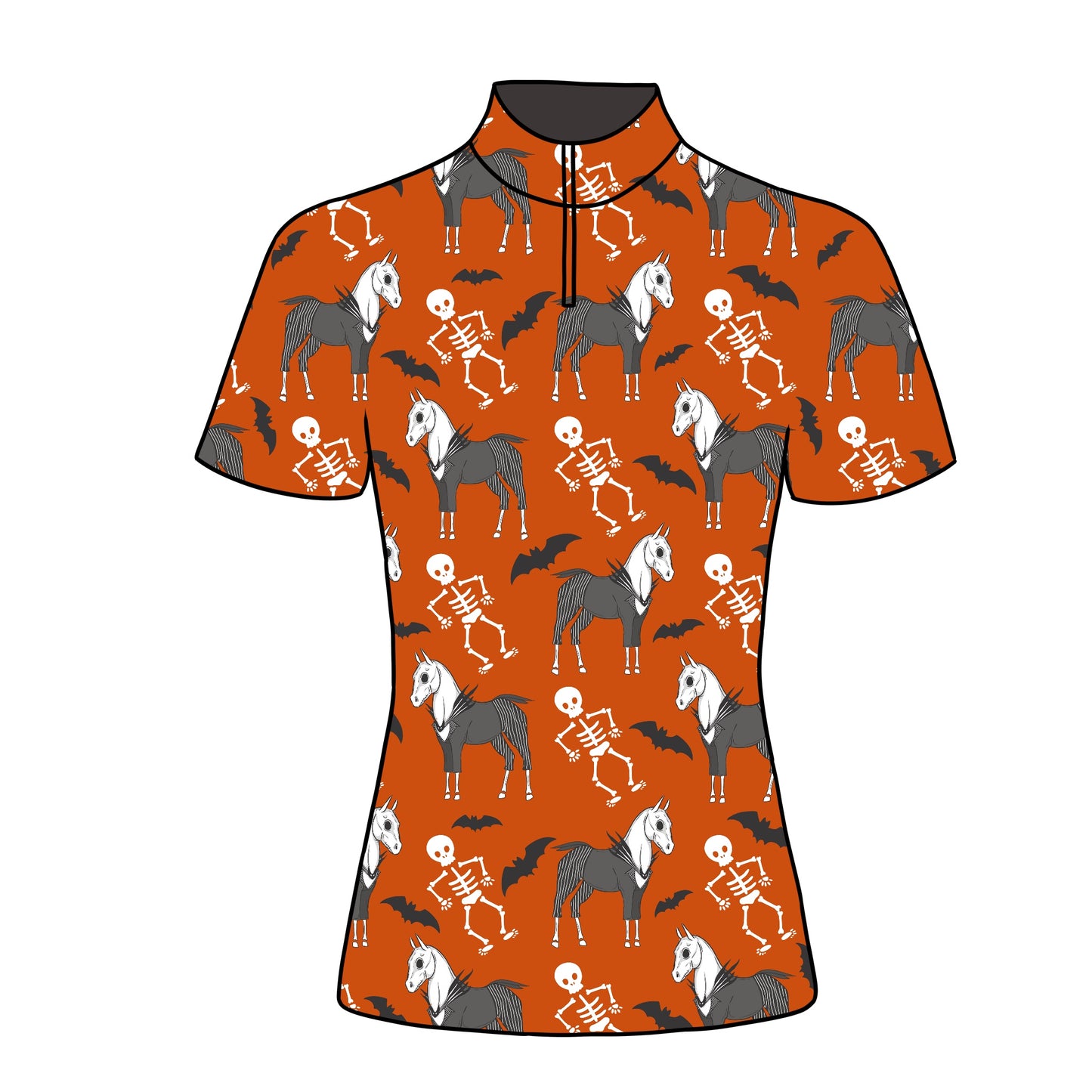 PREORDER Halloween skeletons short sleeve quarter zip