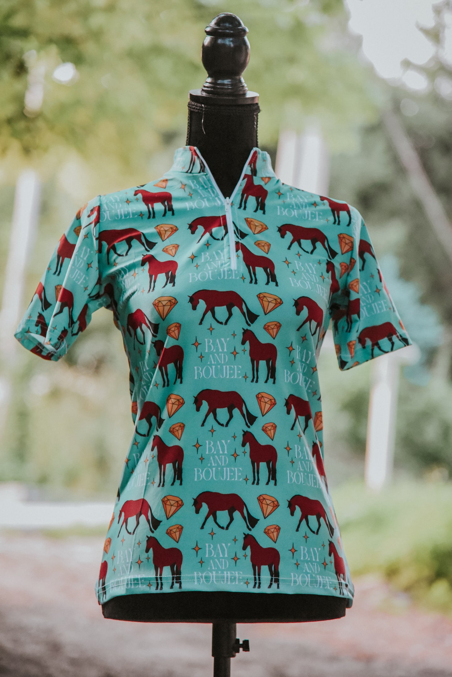 Bay and boujee green short sleeve quarter zip