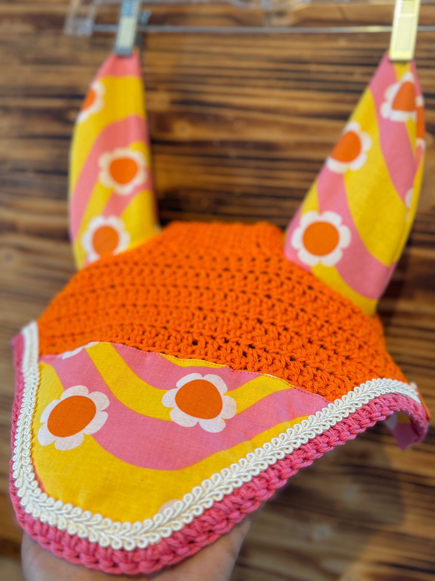 Orange flower power fly bonnet