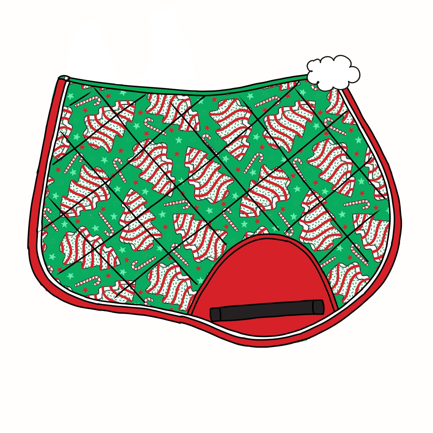 PRE ORDER green Christmas tree cakes saddle pad jump/dressage
