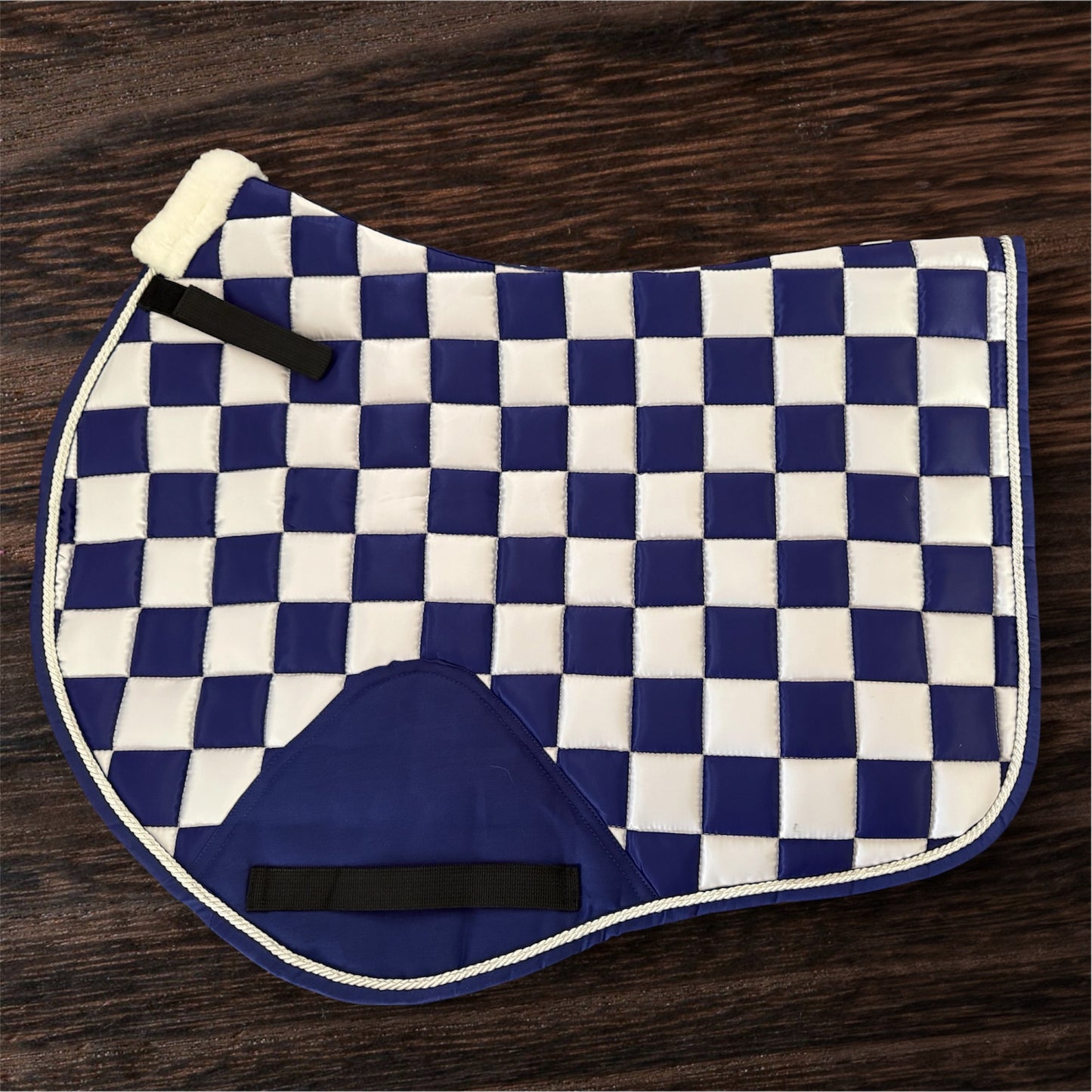 Navy checker jump cut saddle pad
