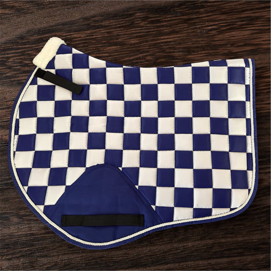 Navy checker jump cut saddle pad