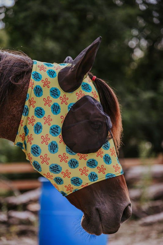 “One mental breakdown later” Lycra fly mask