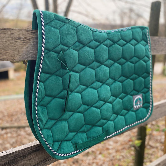 Green velvet all purpose saddle pad