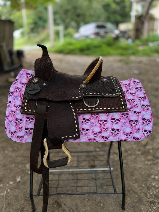Pink skull western saddle pad COVER