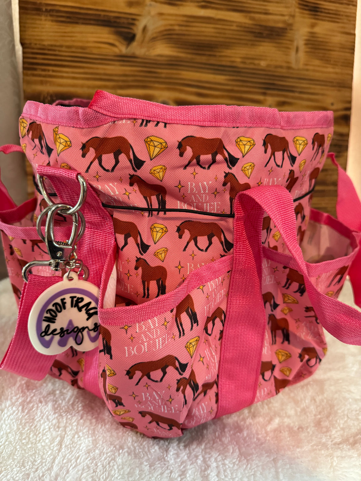 Bay and boujee pink round grooming tote