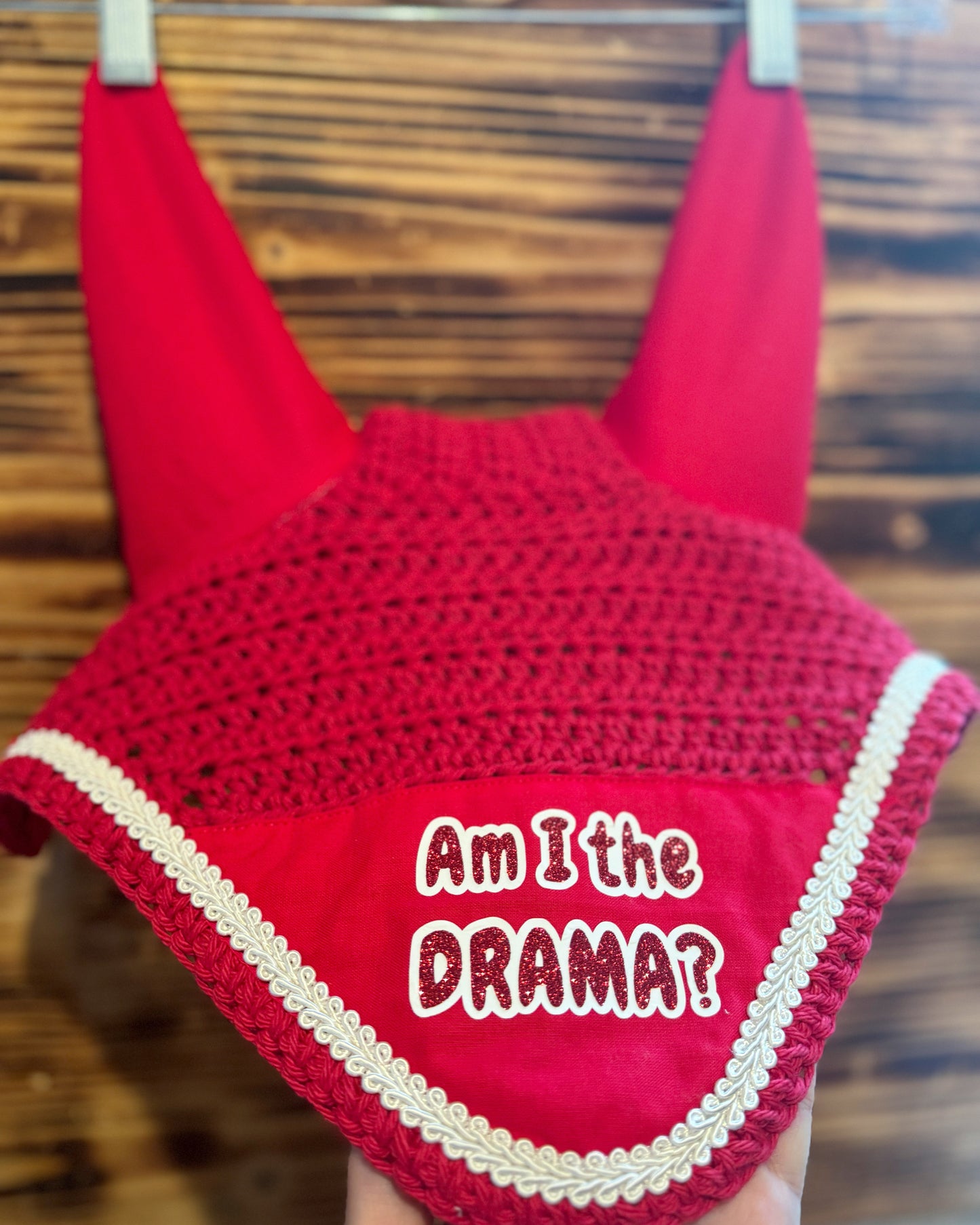 Red “am I the drama” fly bonnet