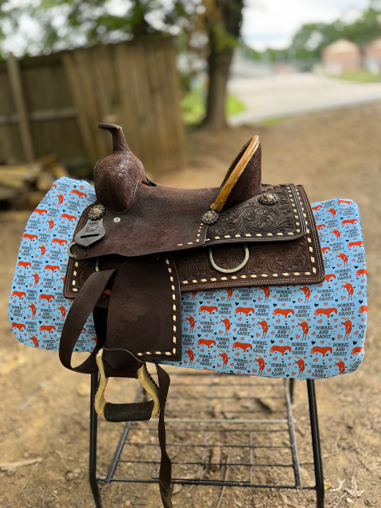 Sorrel and sassy blue western saddle pad COVER
