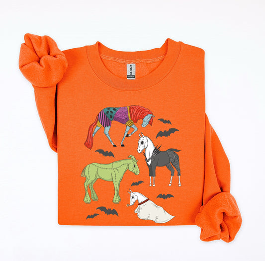PREORDER Halloween horse crewneck sweatshirt orange