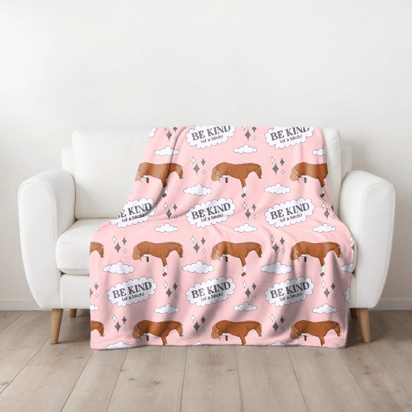 Be kind (of a b****) pink fleece throw blanket