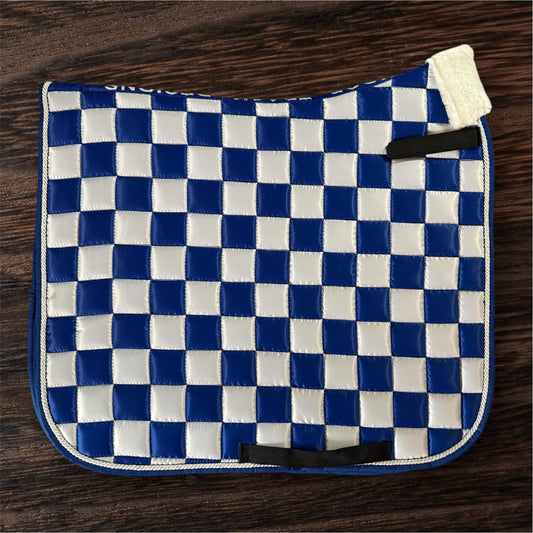 Royal blue checker dressage saddle pad