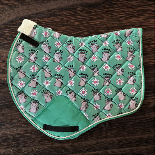 Green chaos jump cut saddle pad