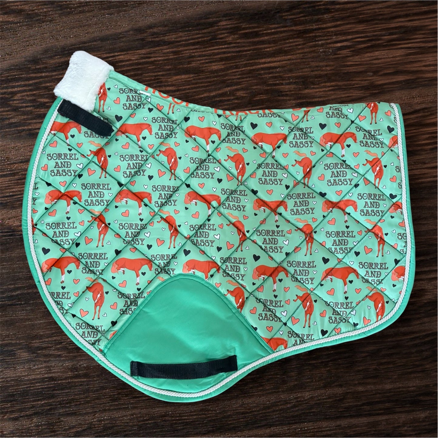 PREORDER Sorrel and sassy green saddle pad