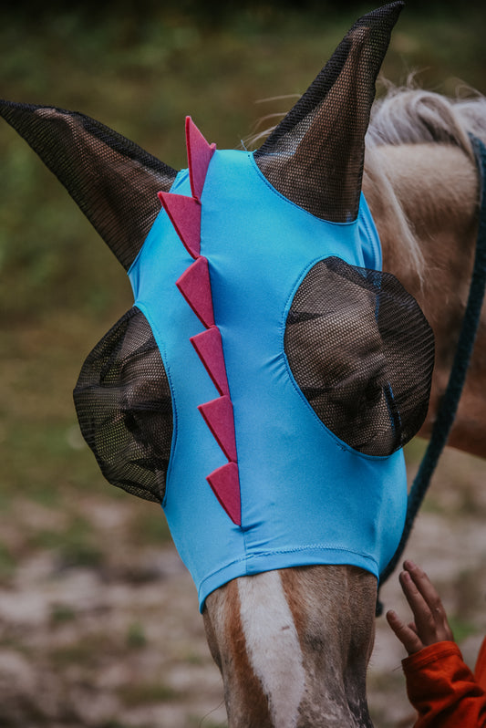 Blue Dino fly mask