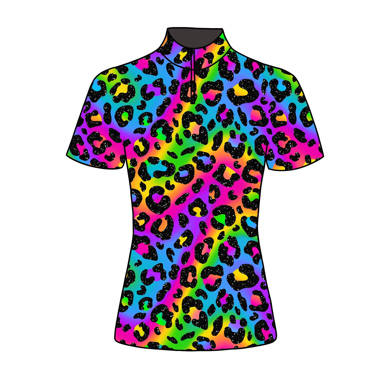 PREORDER rainbow cheetah short sleeve quarter zip
