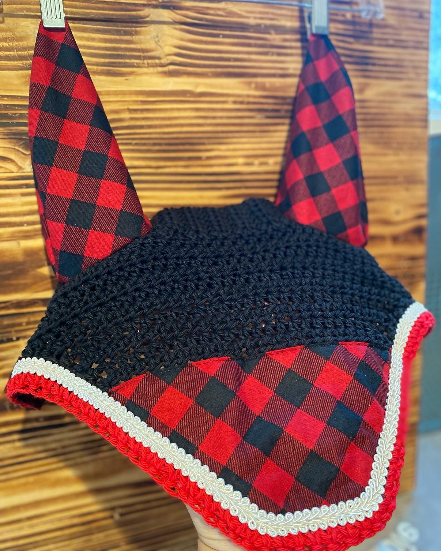 Buffalo plaid fly bonnet