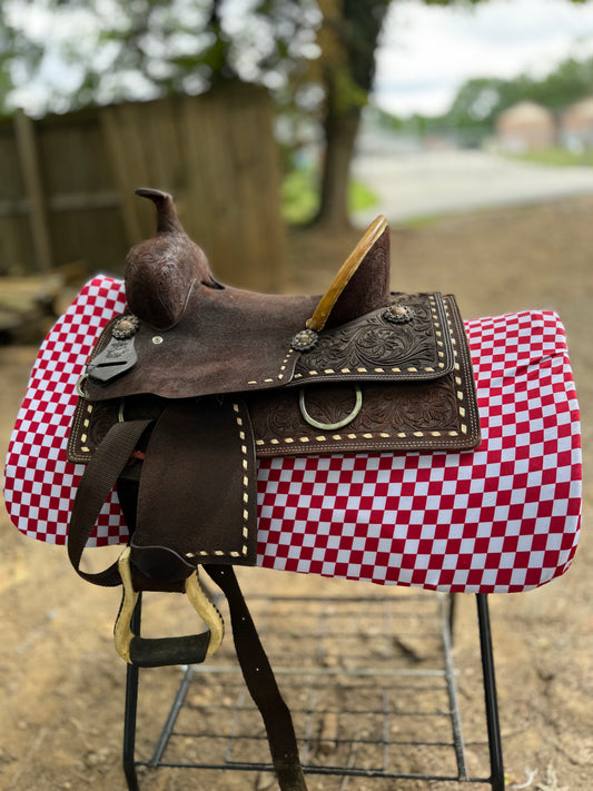 Red checker western saddle pad COVER