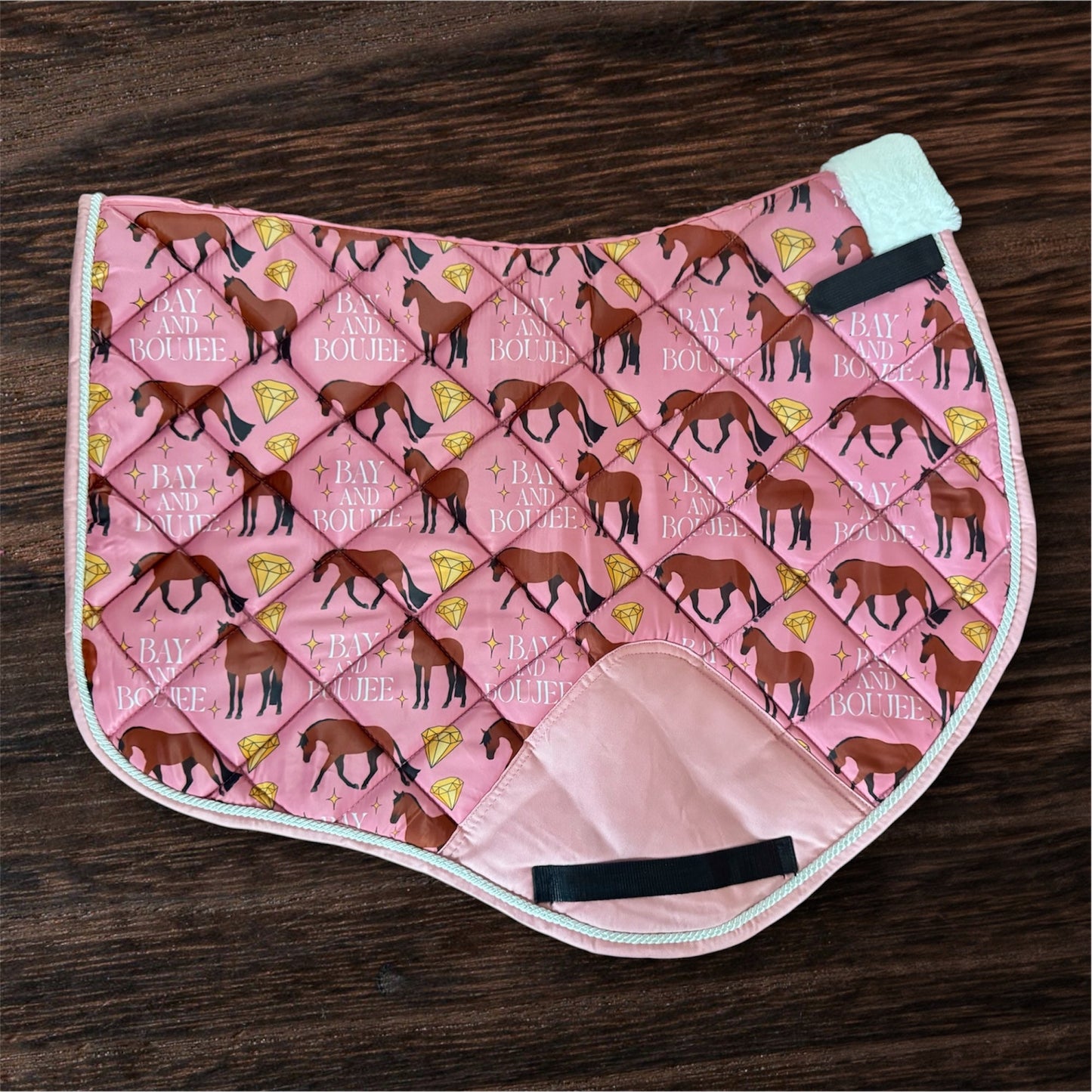 PREORDER bay and boujee pink saddle pad