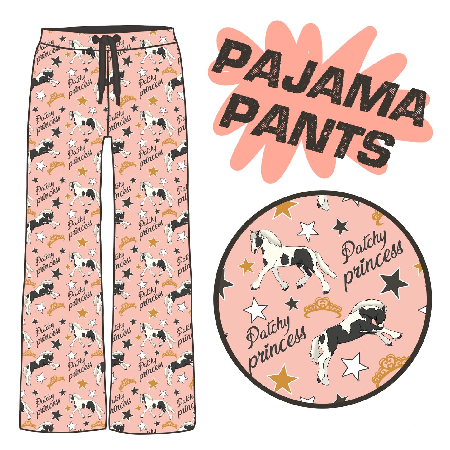 PREORDER Patchy princess pj pants