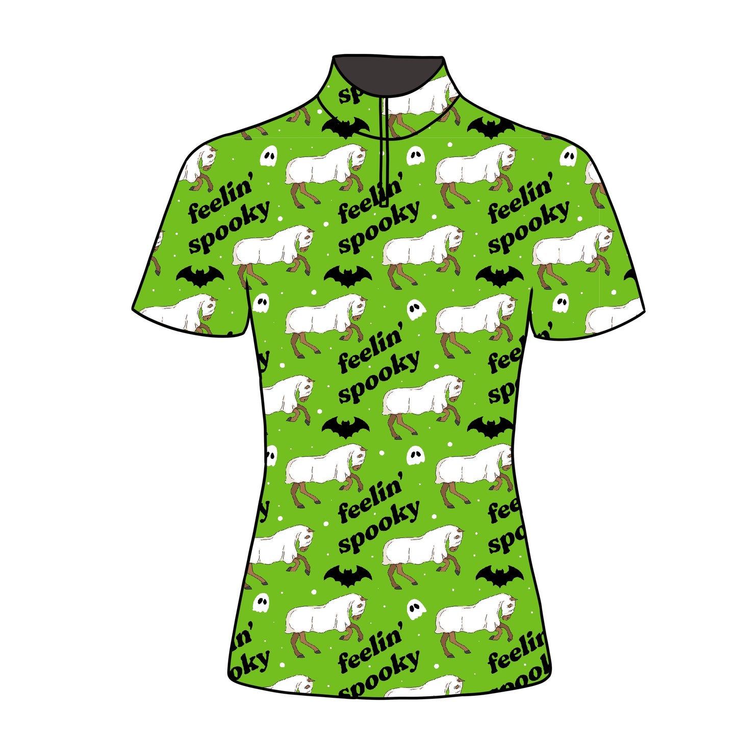PREORDER green feelin spooky short sleeve quarter zip