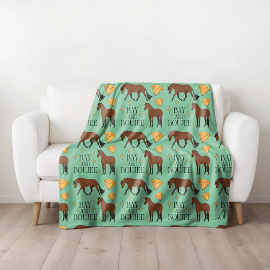 Bay and boujee green fleece throw blanket