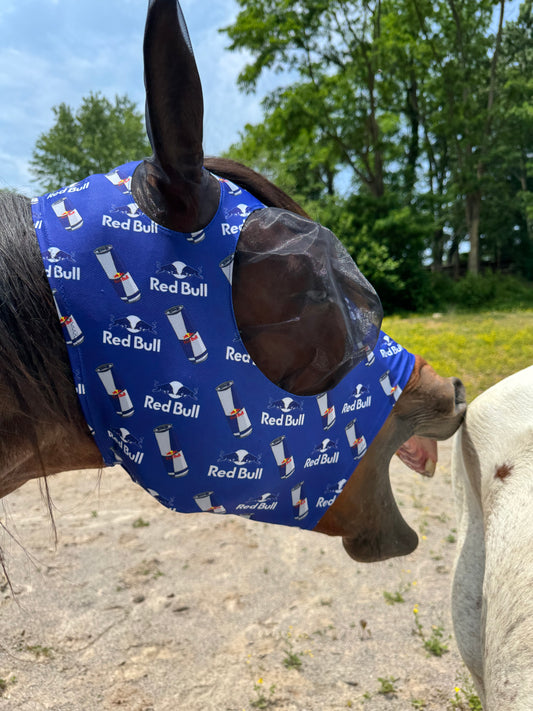 Blue redbull Lycra fly mask