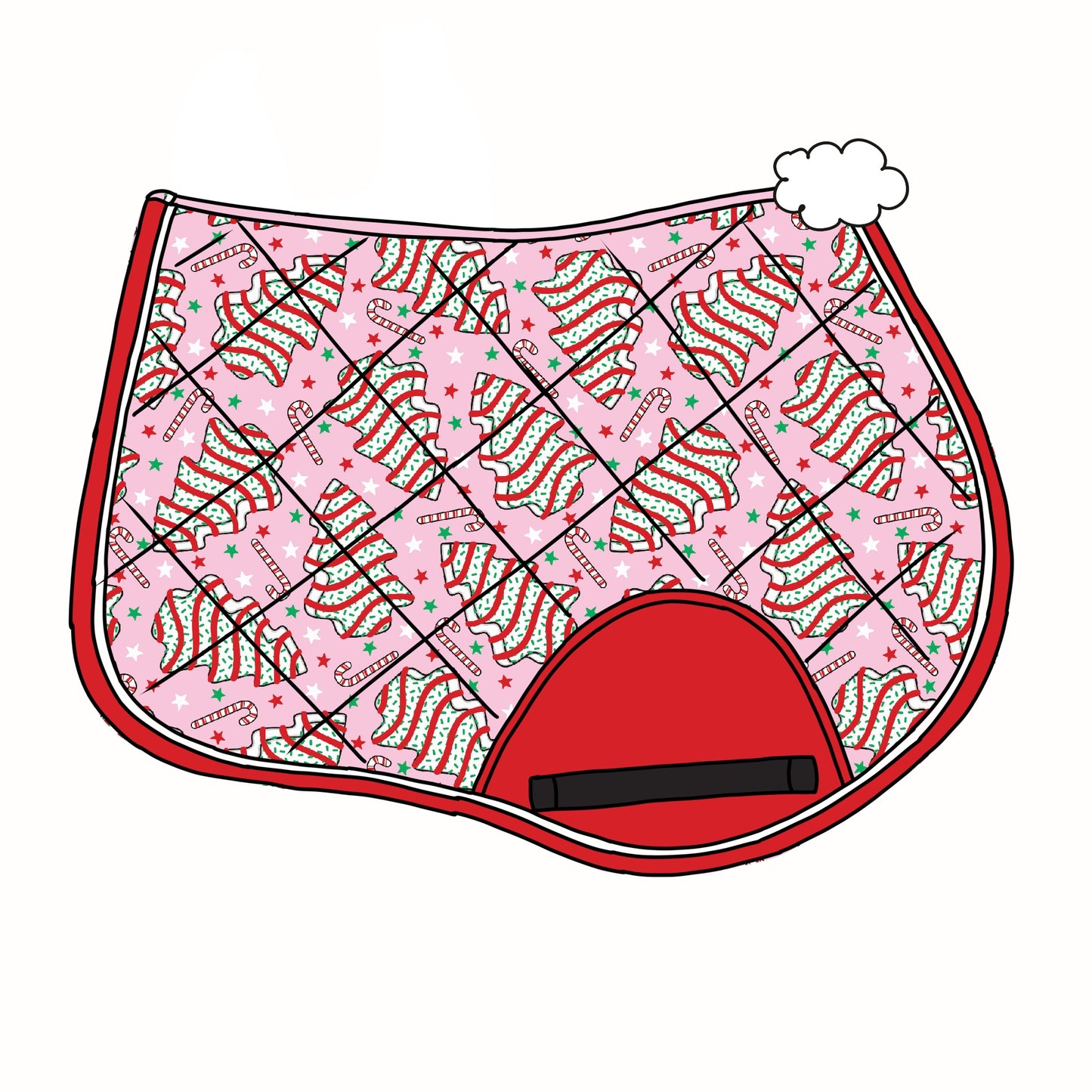 PRE ORDER pink Christmas tree cakes saddle pad jump/dressage