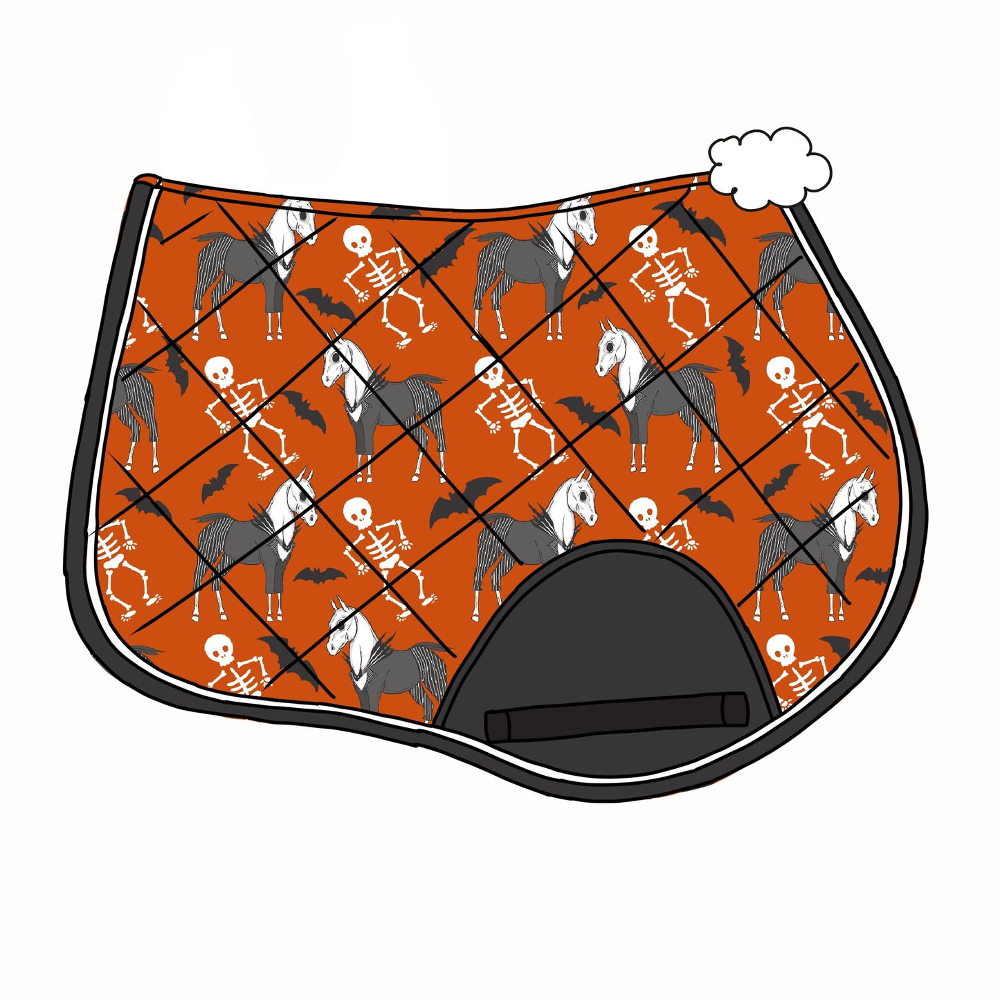 PREORDER halloween skeletons saddle pad