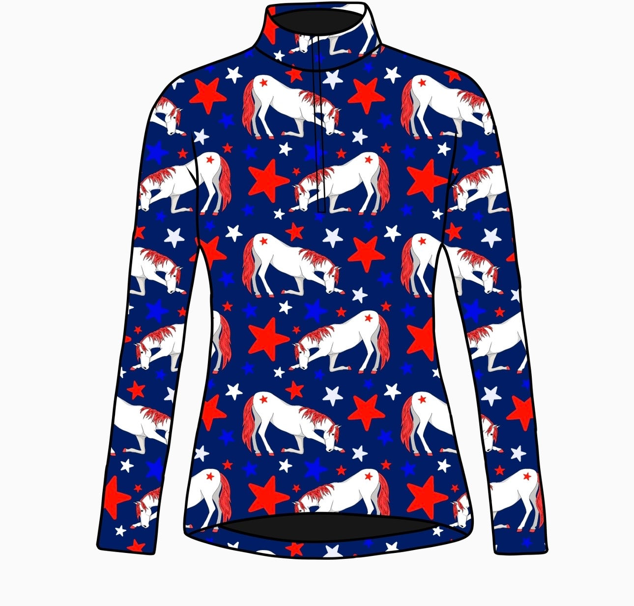 PREORDER red white and blue long sleeve quarter zip