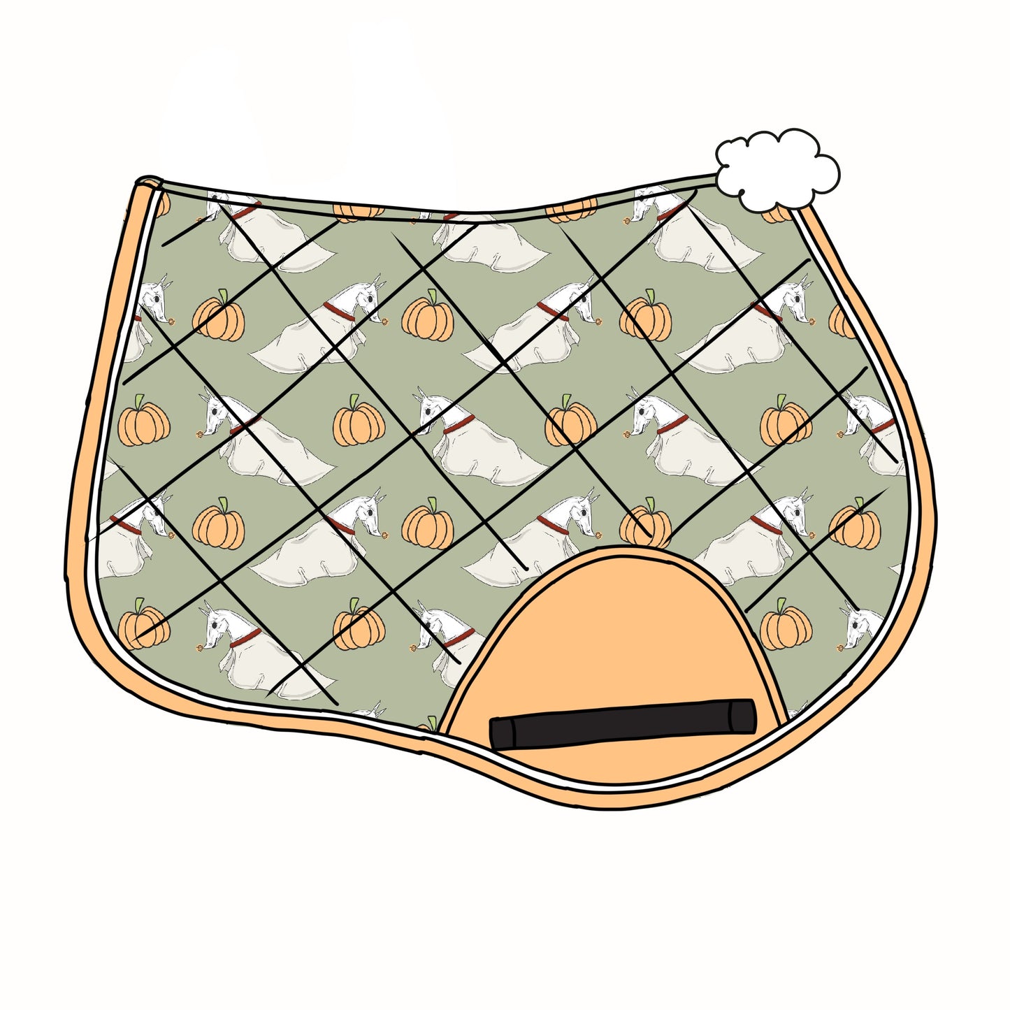 PREORDER ghost and pumpkin saddle pad